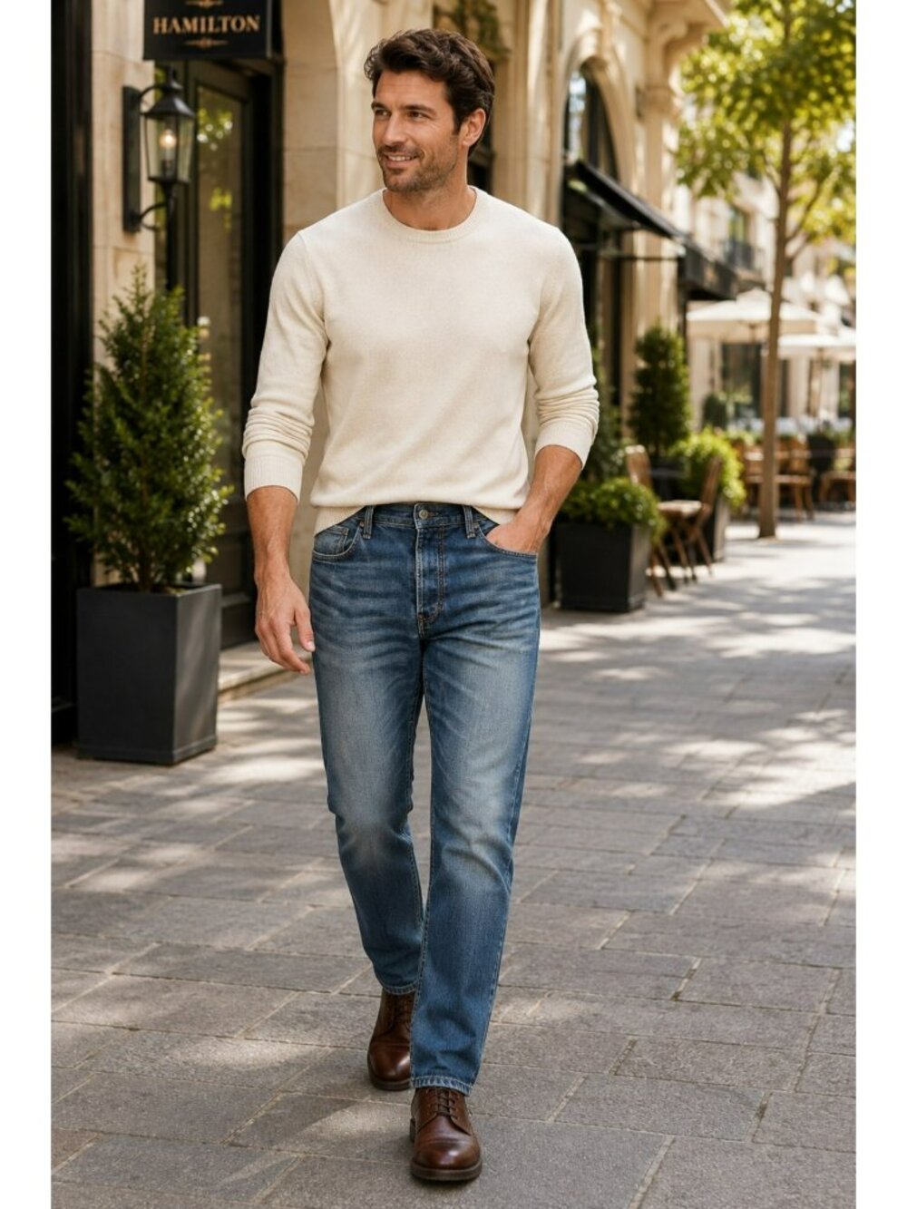 Salsa Carrot Slender Slim Fit Button-Fly Denim Jeans Mens Blue